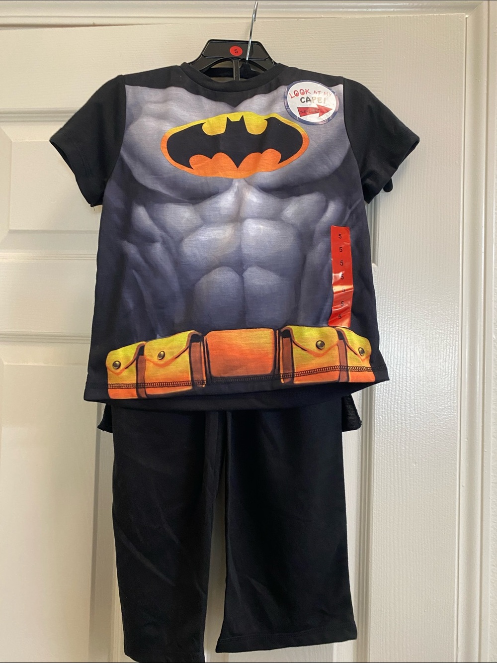 Batman Black Costume Tee and Pants with Yellow-Orange Logo